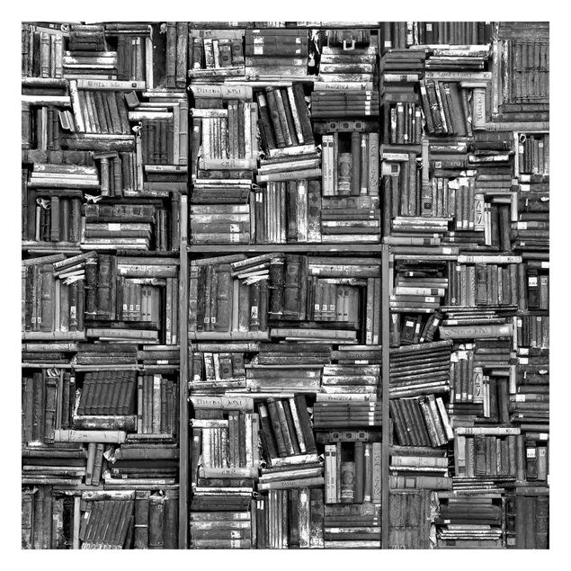 Fototapete - Shabby Bücherwand schwarz weiß