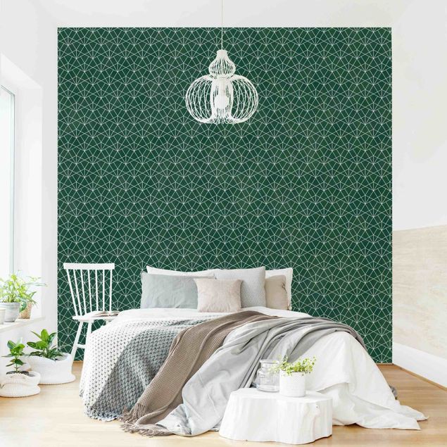 Tapete geometrisch Smaragd Art Deco Linienmuster