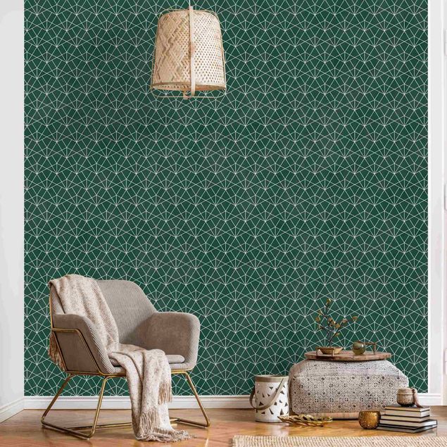 Küche Dekoration Smaragd Art Deco Linienmuster