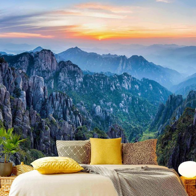 Wanddeko Küche Sonnenaufgang über dem Huangshan Gebirge