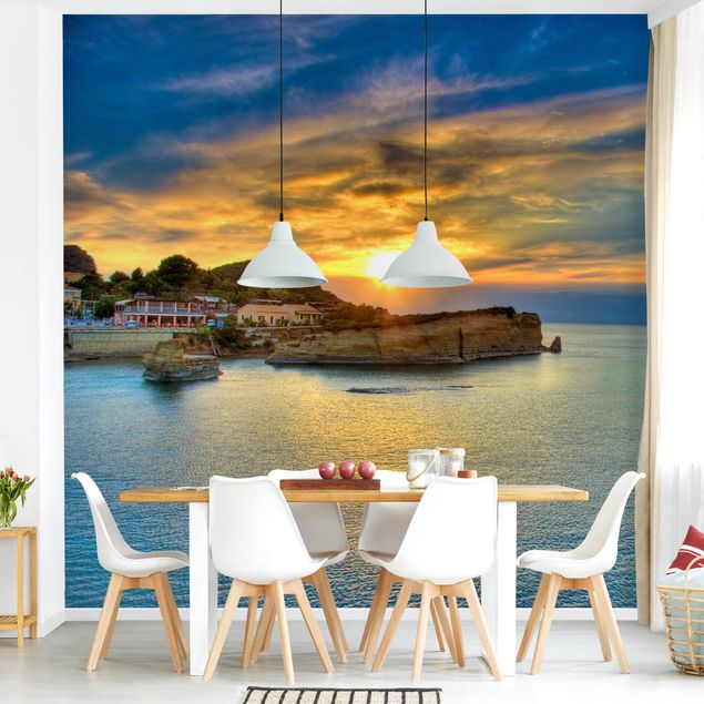 Küche Dekoration Sonnenuntergang über Korfu