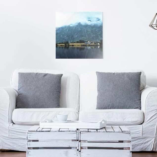 Wandbilder Berge Spiegelung auf den Lofoten