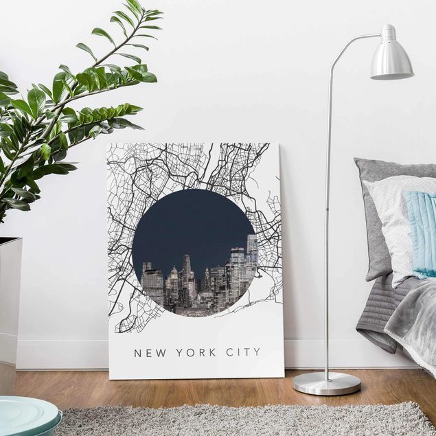 Wanddeko Küche Stadtplan Collage New York City