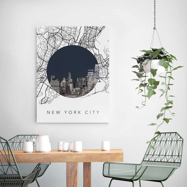 Wandbilder New York Stadtplan Collage New York City