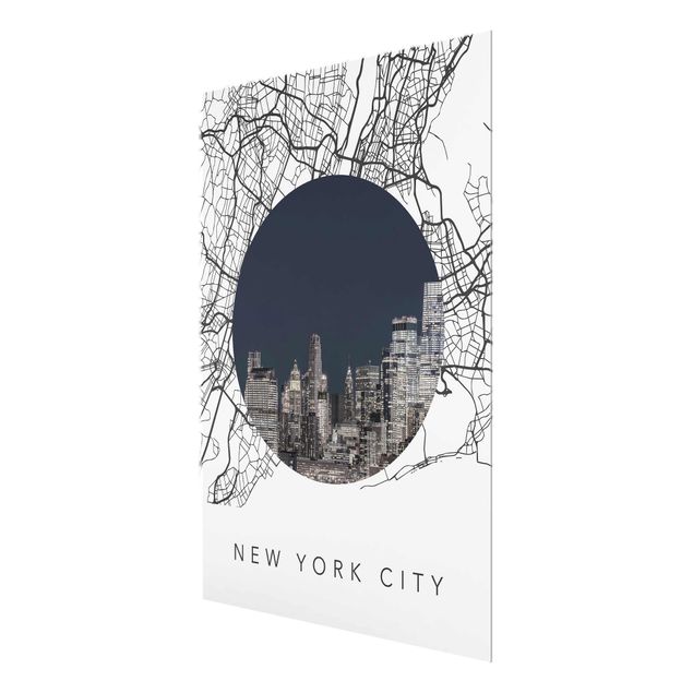Wandbilder Architektur & Skyline Stadtplan Collage New York City