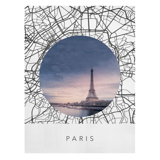 Leinwandbilder Städte Stadtplan Collage Paris