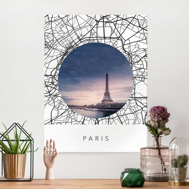 Wanddeko Küche Stadtplan Collage Paris