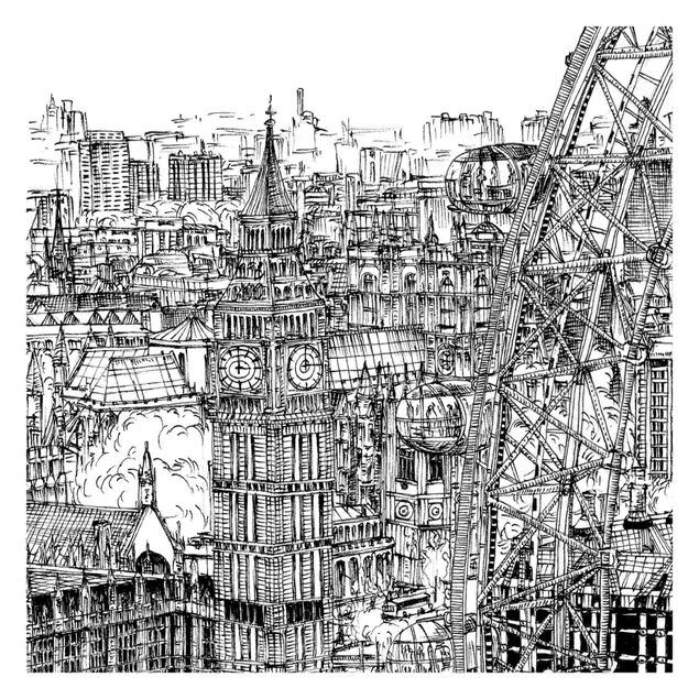 Fototapete weiss Stadtstudie - London Eye