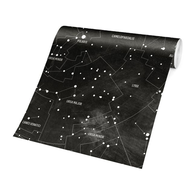 Fototapete Schwarz-Weiß Sternbild Karte Tafeloptik