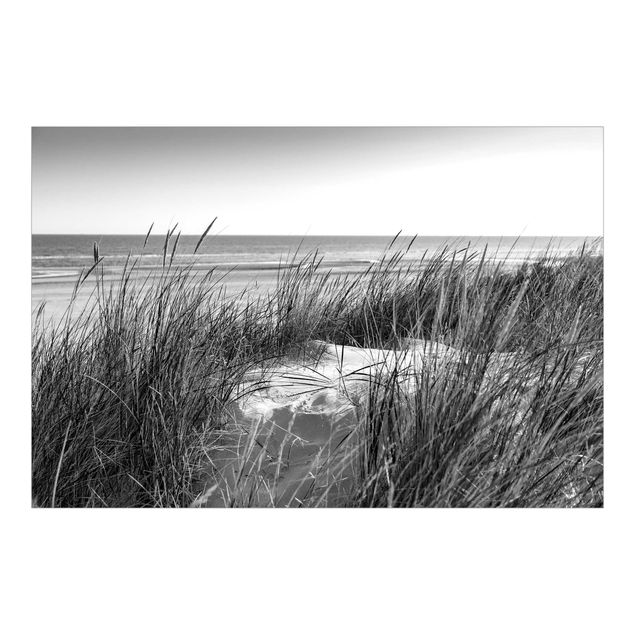 Tapete Schwarz-Weiß Stranddüne am Meer Schwarz-Weiß