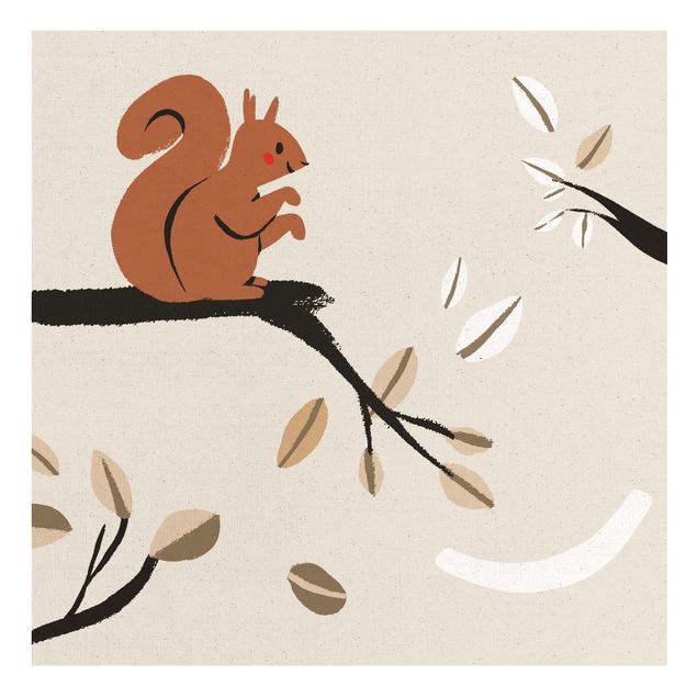 Wandbilder Braun Süße Tierillustration - Eichhörnchen