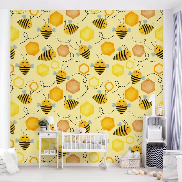 Kinderzimmer Deko Süßer Honig mit Bienen Illustration