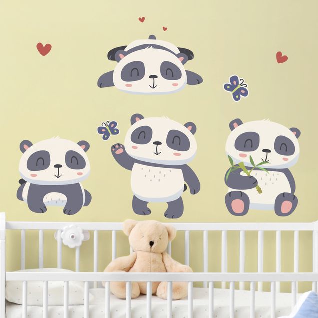 Wandsticker Panda Süßes Pandabären Set