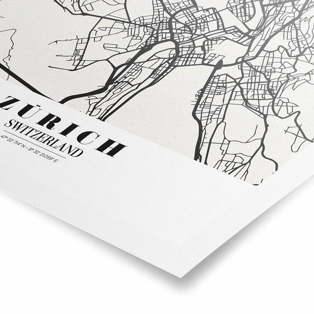 schöne Bilder Stadtplan Zürich - Klassik