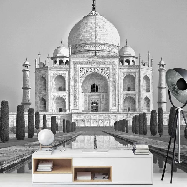 Fototapeten Grau Taj Mahal mit Garten