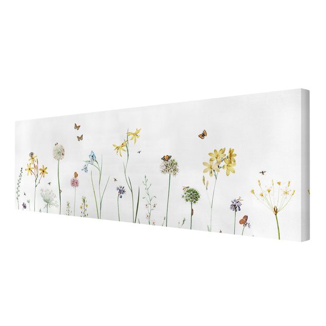 Wandbilder Floral Tanzende Schmetterlinge auf Wildblumen