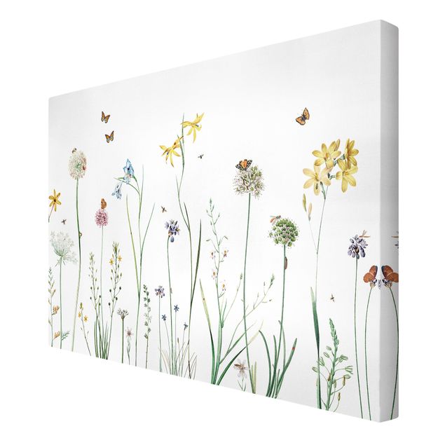 Wandbilder Floral Tanzende Schmetterlinge auf Wildblumen