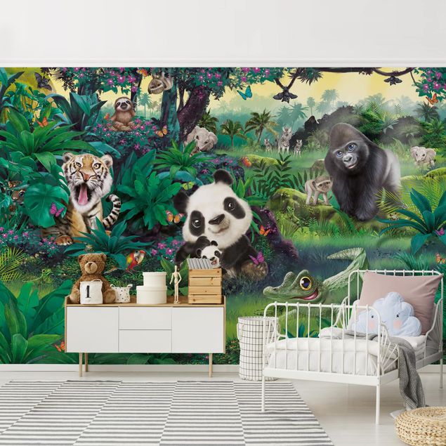moderne Fototapete Dschungel mit Tieren