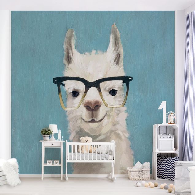 Deko Kinderzimmer Lama mit Brille IV
