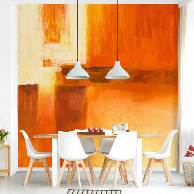 Wanddeko Küche Petra Schüßler - Komposition in Orange und Braun 01
