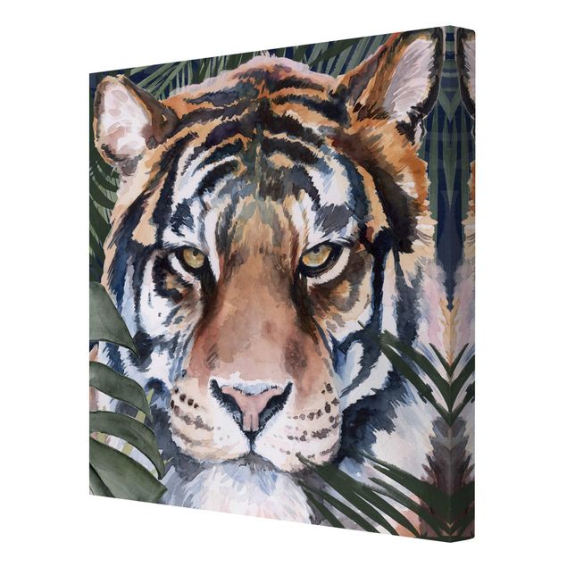 Wandbilder Floral Tiger im Dschungel