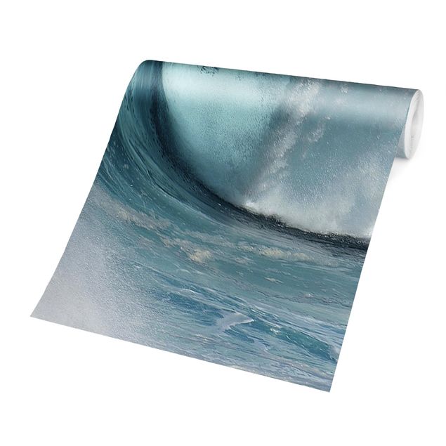 Wandtapete blau Tosende Wellen