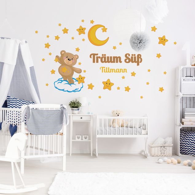 Babyzimmer Deko Träum Süß Bärchen Sterne und Mond