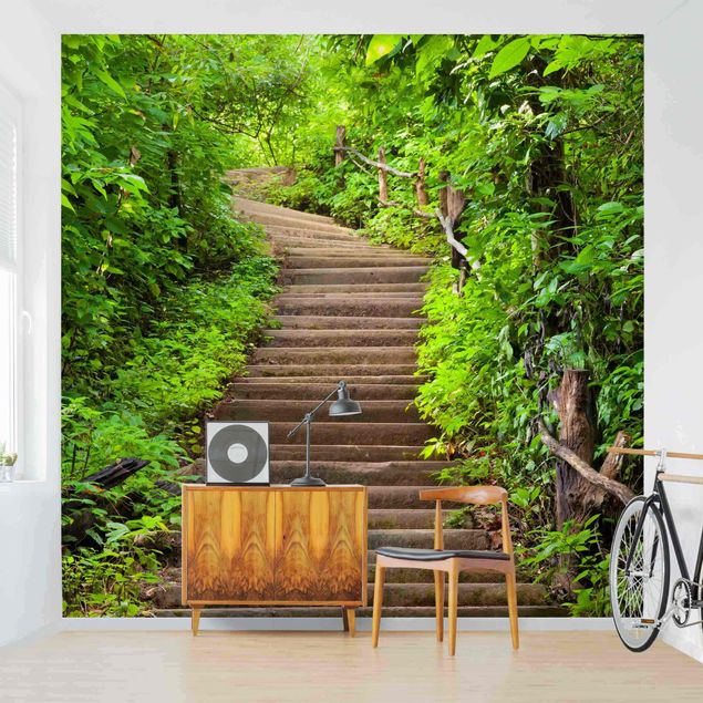moderne Fototapete Treppenaufstieg im Wald