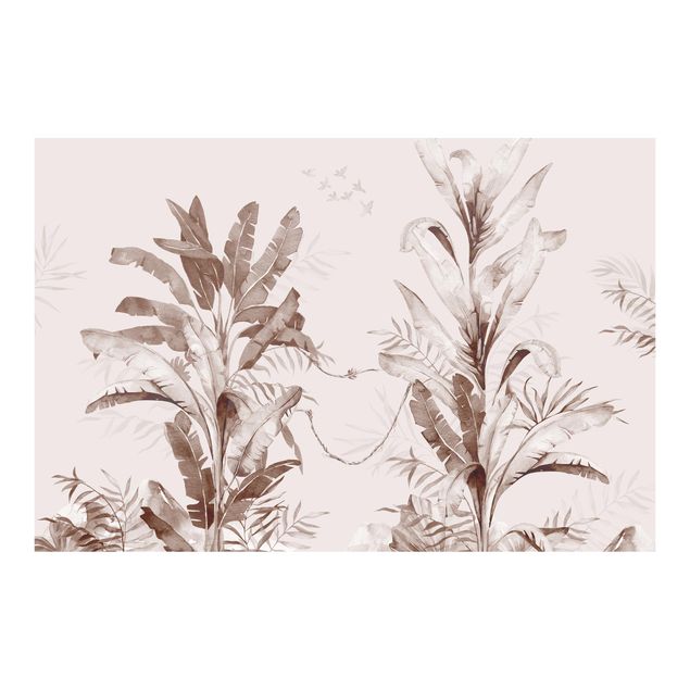 Fototapete Tropische Palmen und Blätter Sepia