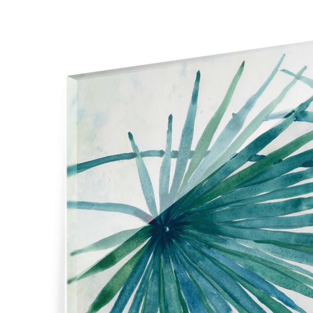 Glas Wandbilder Tropische Palmenblätter Close-Up
