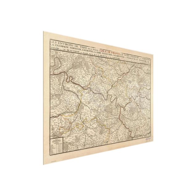 Wandbilder Weltkarten Vintage Karte Frankreich