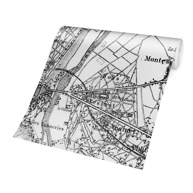 Tapete Schwarz-Weiß Vintage Karte St Germain Paris