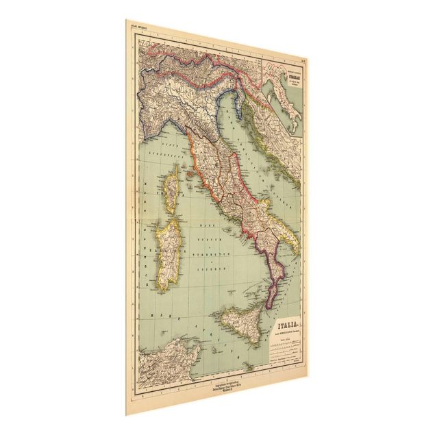 Wandbilder Kunstdrucke Vintage Landkarte Italien