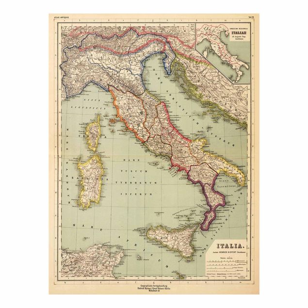 Wandbilder Bunt Vintage Landkarte Italien