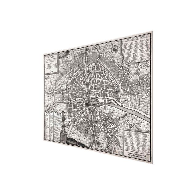 Wandbilder Kunstdrucke Vintage Stadtplan Paris um 1600