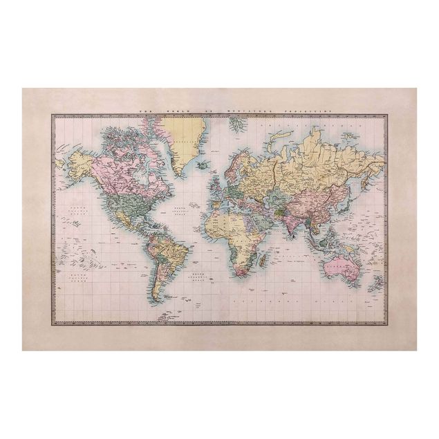 Foto Tapete Vintage Weltkarte um 1850
