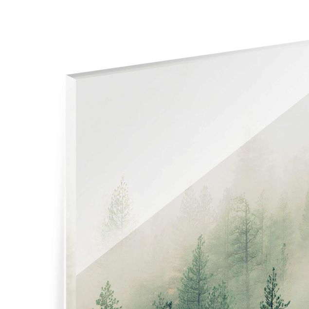 Wandbilder Grün Wald im Nebel Erwachen