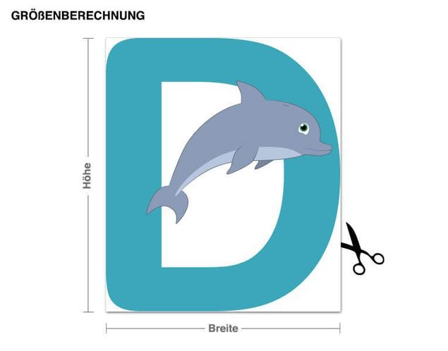 Buchstaben Wandtattoo Kinder ABC - Delphin