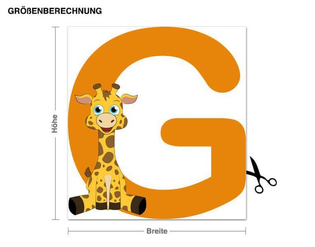 Wandsticker Buchstaben Kinder ABC - Giraffe