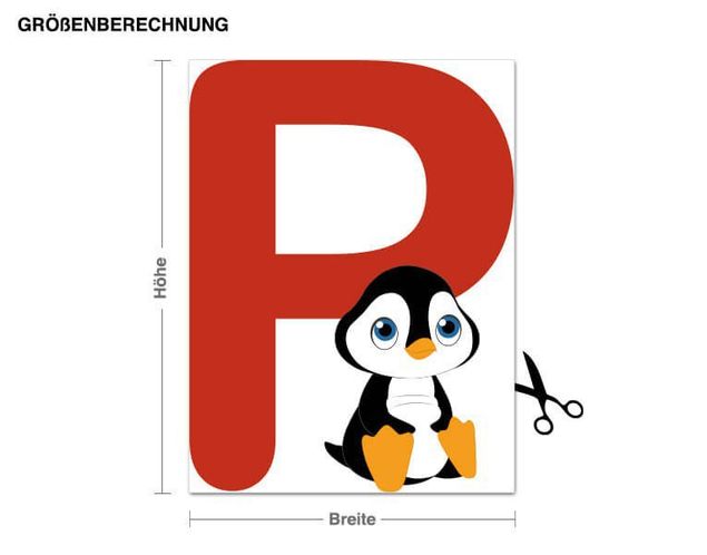 Wandsticker Buchstaben Kinder ABC - Pinguin