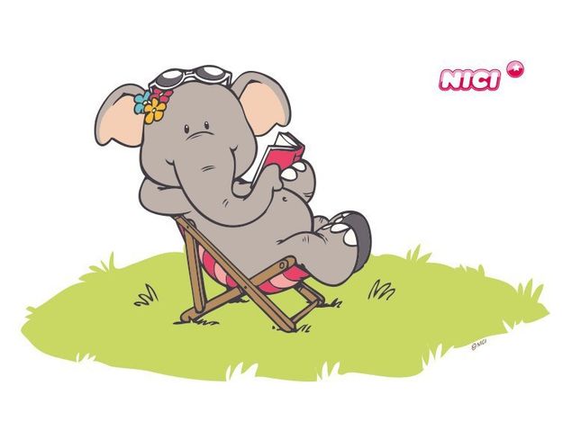 Wandsticker Elefant NICI - Priscilla im Liegestuhl