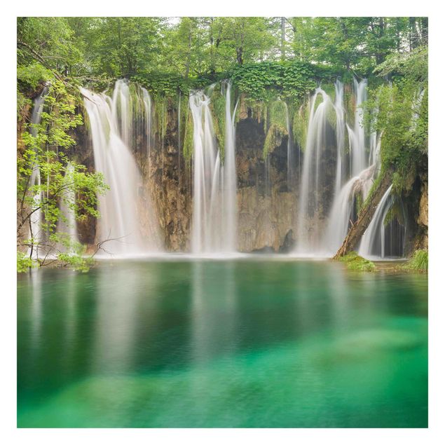 Wandtapete gruen Wasserfall Plitvicer Seen
