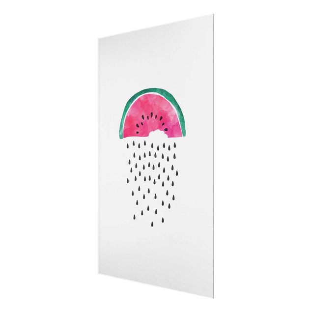 Glasbilder Wassermelonen Regen