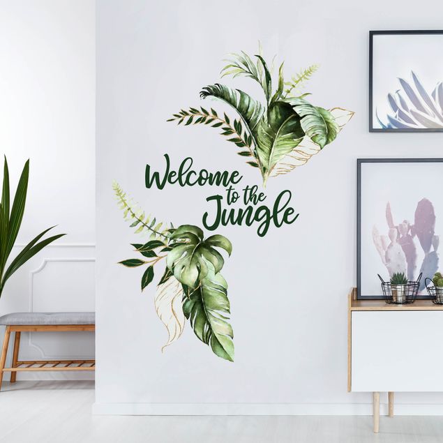 Wandaufkleber Welcome to the Jungle - Blätter Aquarell