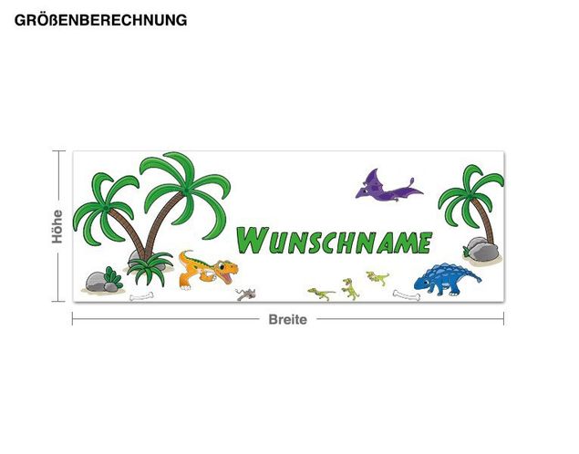 Wandtattoo Dino Dinolandschaft Wunschtext
