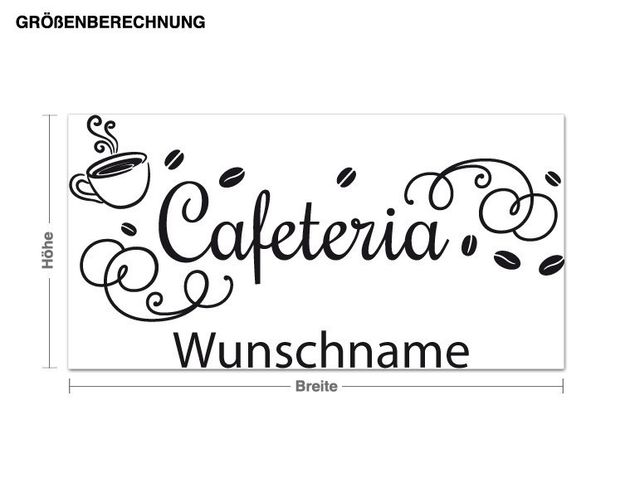 Kaffee Wandtattoo Wunschtext-Cafeteria Wunschname
