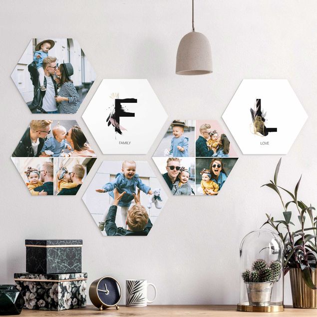 Wanddeko Küche 6-teiliges Hexagon Bild Alu-Dibond seidenmatt selbst gestalten