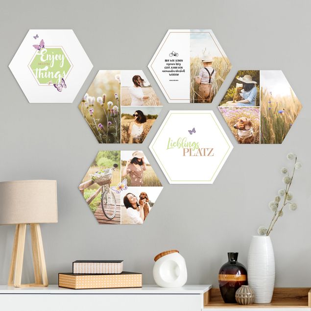 Babyzimmer Deko 6-teiliges Hexagon Bild Alu-Dibond seidenmatt selbst gestalten