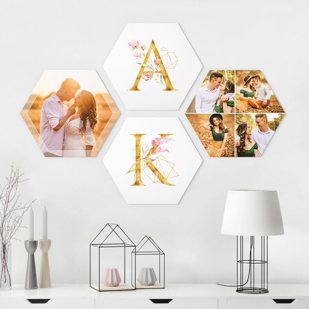 Küche Dekoration 4-teiliges Hexagon Bild Alu-Dibond seidenmatt selbst gestalten
