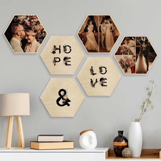 Wanddeko Küche Mehrteiliges Hexagon Bild Holz selbst gestalten